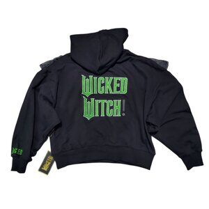 NWT Forever21 x WICKED Wickd Witch Cropped Ruffle Boxy Elphaba Hoodie - Small